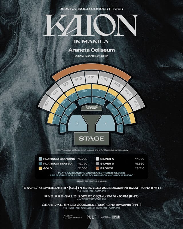 Kai in Manila Ticket Prices and Seat Plan